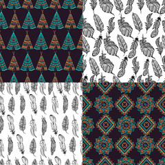 Boho style seamless pattern set. © Abdul Qaiyoom