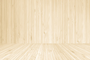 Wood texture background of floor and wall in yellow cream brown color