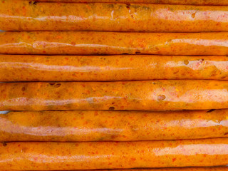 Delicious healthy fruit roll-ups made from pumpkin, mandarines, plum, persimmon