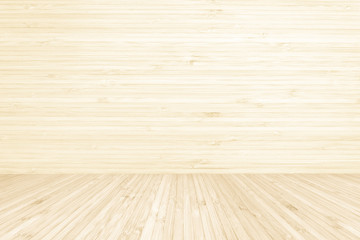 Fototapeta premium Wood texture background of floor and wall in yellow cream brown color