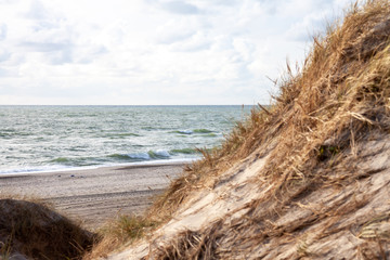 View on the beach from the sand dunes in the Netherlands