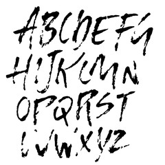 Hand drawn dry brush font. Modern brush lettering. Grunge style alphabet. Vector illustration.