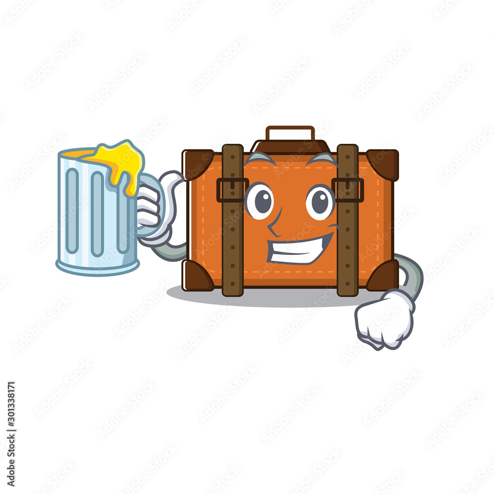 Canvas Prints suitcase happy holding juice on a with character