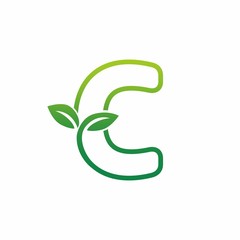 Letter C Leaf Growing Buds, Shoots Logo Vector Icon