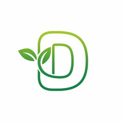 Letter D Leaf Growing Buds, Shoots Logo Vector Icon