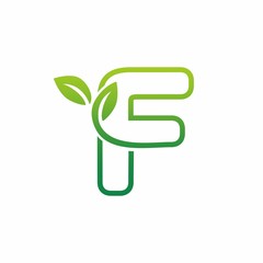 Letter F Leaf Growing Buds, Shoots Logo Vector Icon