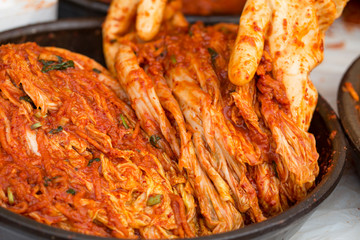 Famous Korean traditional food Kimchi(napa cabbage). - obrazy, fototapety, plakaty