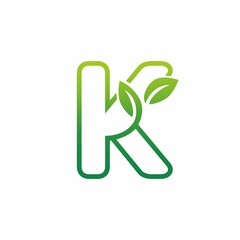 Letter K Leaf Growing Buds, Shoots Logo Vector Icon