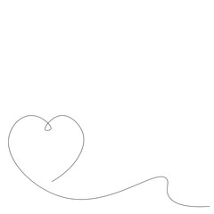Heart love background continuous line drawing, vector illustration