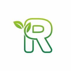 Letter R Leaf Growing Buds, Shoots Logo Vector Icon