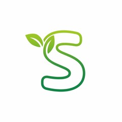 Letter S Leaf Growing Buds, Shoots Logo Vector Icon