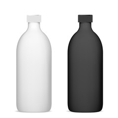 Cosmetic bottle. Shampoo package mockup plastic blank. White beauty product container for liquid lotion, body gel. Realistic 3d clear packaging illustration for merchandise. Empty pack design