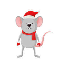 merry christmas cute mouse character vector illustration design
