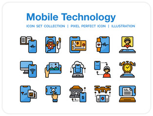 Mobile Technology  Icons Set. UI Pixel Perfect Well-crafted Vector Thin Line Icons. The illustrations are a vector.