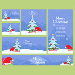 Set of merry christmas modern promotion web banner for social media mobile apps