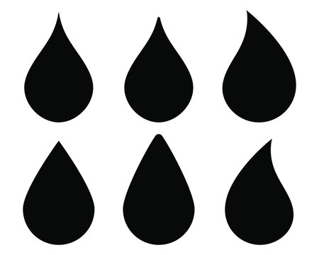 Water drop shape icon symbol set. Flat style outline. Vector illustration image. Plumbing logo. Isolated on white background.