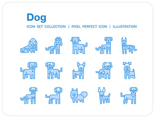 Dog Icons Set. UI Pixel Perfect Well-crafted Vector Thin Line Icons. The illustrations are a vector.