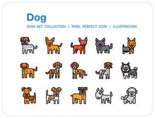 Dog Icons Set. UI Pixel Perfect Well-crafted Vector Thin Line Icons. The illustrations are a vector.