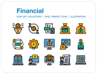 Financial Icons Set. UI Pixel Perfect Well-crafted Vector Thin Line Icons. The illustrations are a vector.