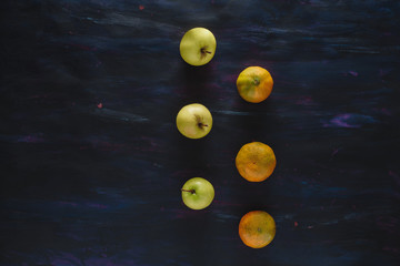 Mandarin Orange and Apples Fresh Fruit on Hand Painted Canvas