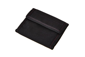 Nylon wallet. Tactical organizer. Black wallet on a white background.  Pouch. Isolated on white.