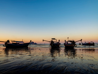 Traditional long tail boat on Ao Nang beach in Krabi Thailand