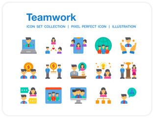 Fototapeta na wymiar Team Work Icons Set. UI Pixel Perfect Well-crafted Vector Thin Line Icons. The illustrations are a vector.