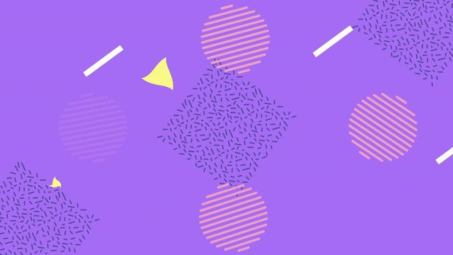colors lines and geometric figures in lilac background animation