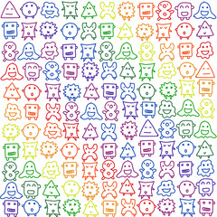 Doodle hand drawing style of little cute monsters, outline black and white isolated. pattern design for wallpaper, backdrop, fabric and etc.