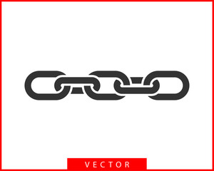 Chain link vector icon. Chainlet element flat design. Concept connection symbol isolated on white background.
