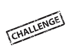 Challenge stamp vector texture. Rubber cliche imprint. Web or print design element for sign, sticker, label.