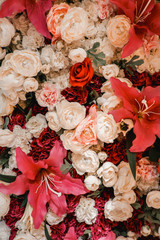 Obraz na płótnie Canvas Beautiful flowers wall arrangement for background