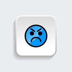 Mad or angry emoticon icon symbol with modern flat style icon for web site design, logo, app, UI isolated on white background. Vector illustration