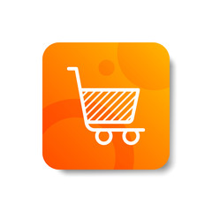shopping cart round icon in outline / line and stripes style with colorful smooth gradient background, suitable for mobile and web UI, app button,  infographic, etc
