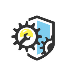Vector lines shield and Gear vector color Combination