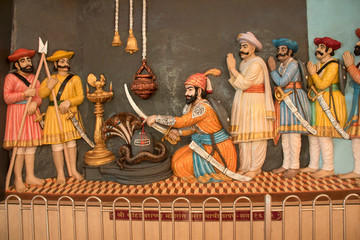 Shivasrushti of Dervan with sculptures of the historical events of the life of Maratha King Shivaji...