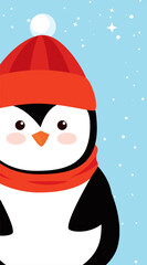 merry christmas penguin animal character design