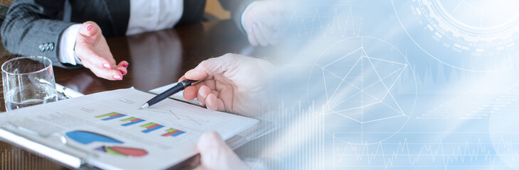 Business people at work; panoramic banner