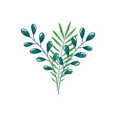 branches with leafs nature ecology isolated icon vector illustration design