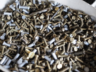 collection old vintage mix Nuts Bolts Background,