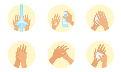 Image washing a pair of hands. Vector illustration.