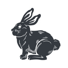 Illustration of rabbit silhouette, hand drawing