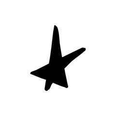 Hand drawn one star. Simple doodle style icon. Single, careless painted vector star. Black isolated on a white background.