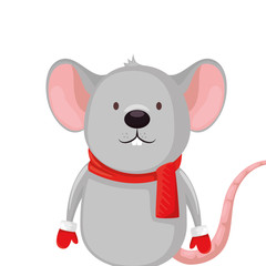 merry christmas cute mouse character vector illustration design