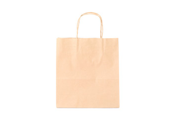 Eco - friendly paper bag isolated on white background, space for text