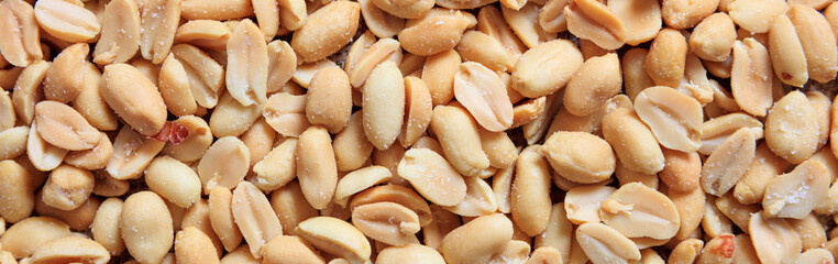 Peanuts peeled full background, closeup, banner