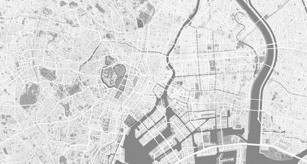 Fototapeta na wymiar Detailed map of Tokyo, Japan
