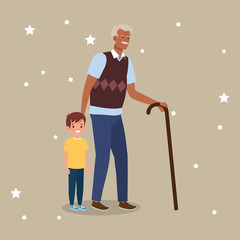 grandfather with grandson avatar character vector illustration design