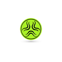 Toxic green vector icon. Radiation pictogram. Biohazard Warning symbol. Science atomic reactor tech simple isolated chemical logo