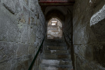 Staircase leading up from the tomb in the burial place of Hulda the prophetess - Oldana - Oldama on Mount Eleon - Mount of Olives in East Jerusalem in Israel